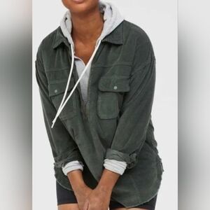 Aerie Offline Corduroy 1/2 Zip Pullover Forest Green, Size XXL